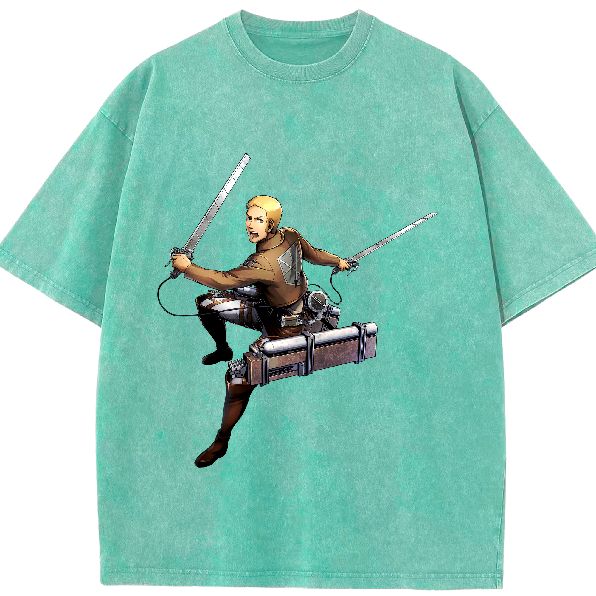 （画像用） 進撃の巨人 ライナー・ブラウン Attack on Titan Reiner Braun 綿100% ヴィンテージ風 半袖Tシャツ（フロントプリント）
